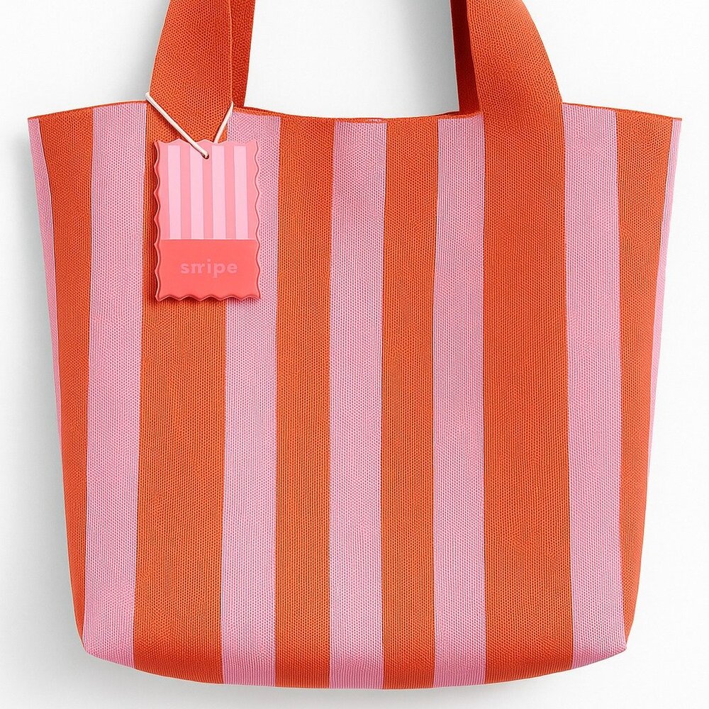 Stripe Woven Tote Bag